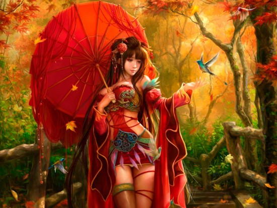 Дівчина з червоною парасолькою